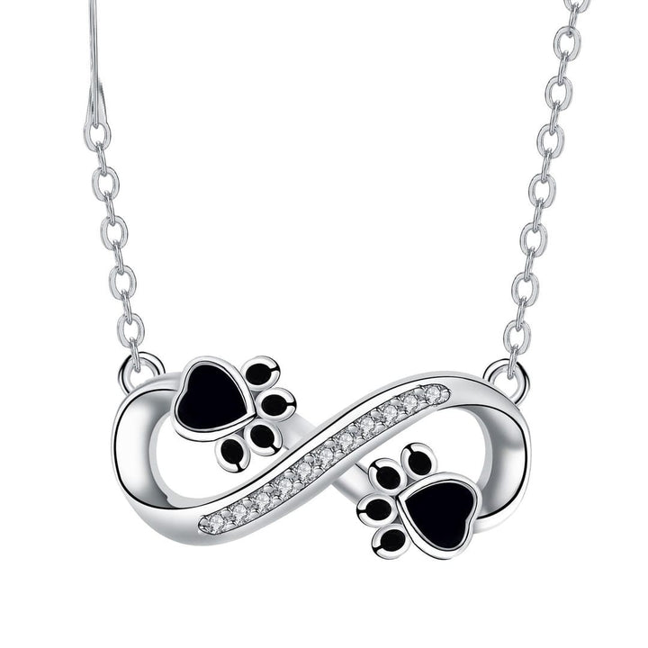 Infinity Paw Print Zirconia Necklace