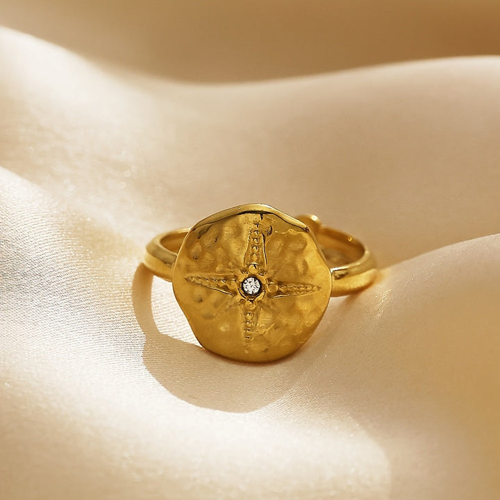 Retro Octagram Zirconia Ring