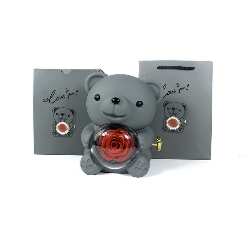 Teddy bear rose jewellery box