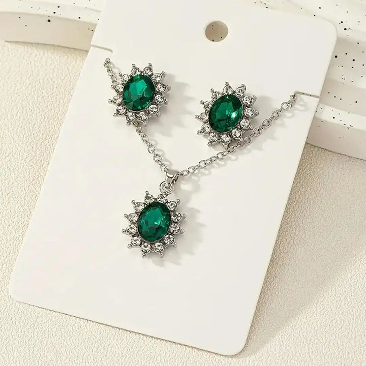 Emerald Silver Sunburst Set