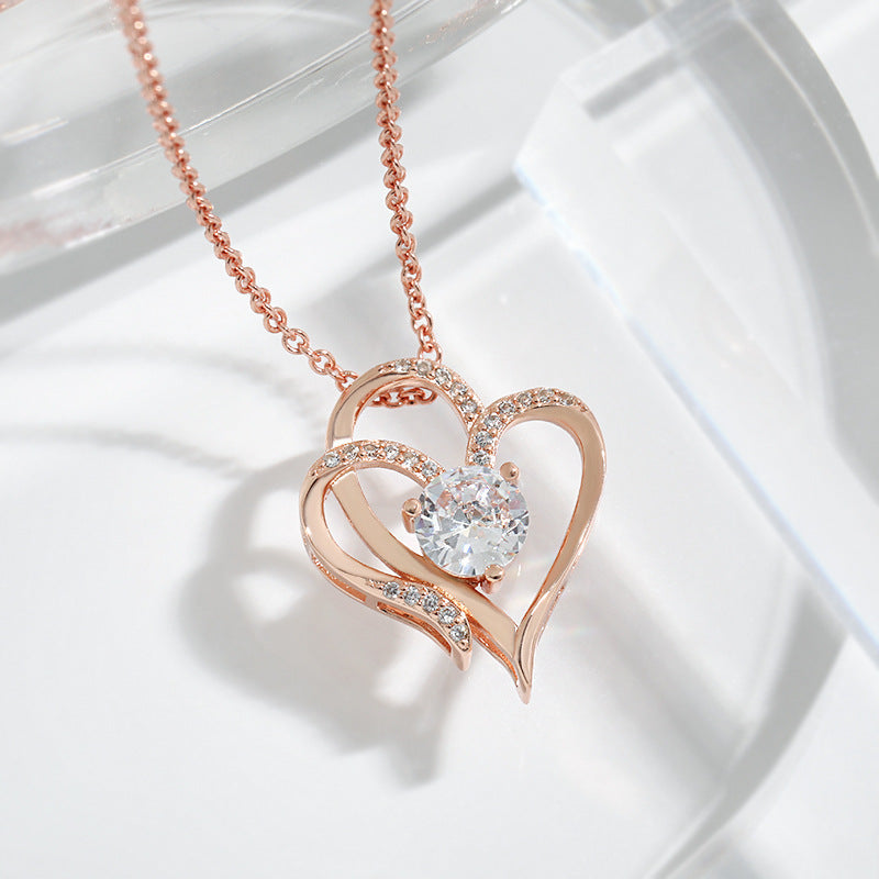 Double heart pendant with zircon