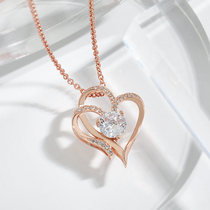 Double heart pendant with zircon
