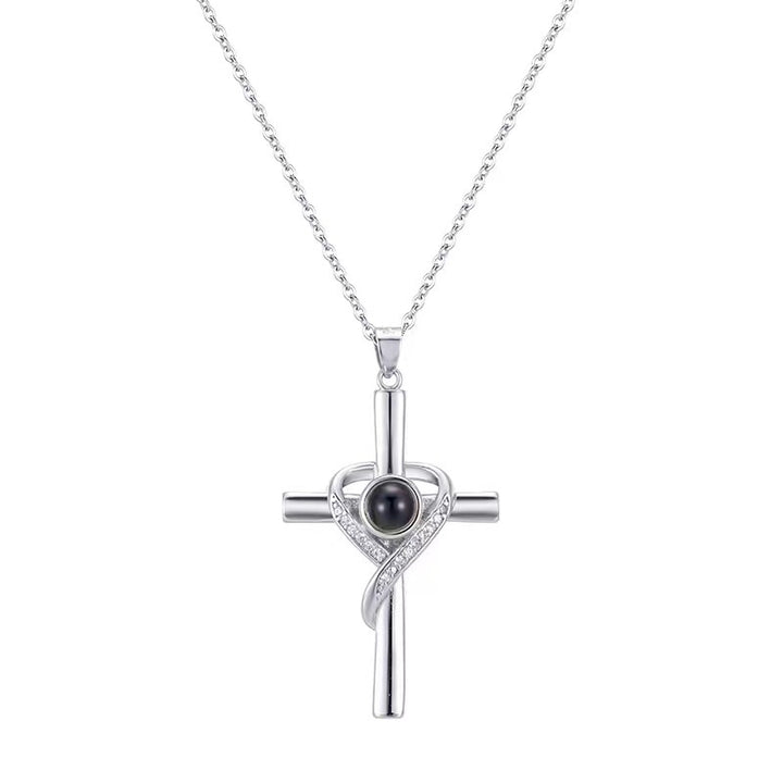 Cross and heart projection pendant
