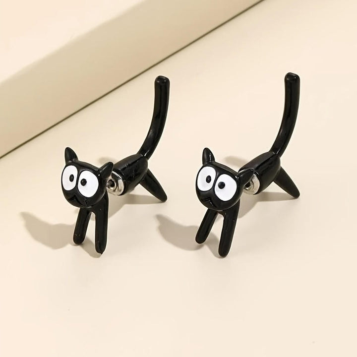 Cat Metallic Stud Earring
