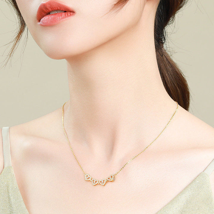 Folding heart four-leaf clover necklace, 4-in-1 magnetic pendant