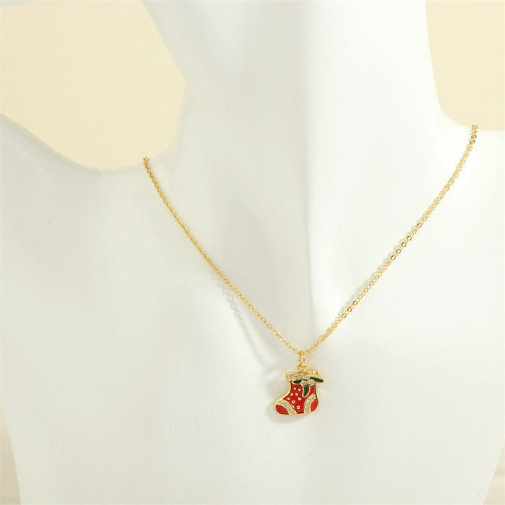Enamel Christmas charm pendant necklace