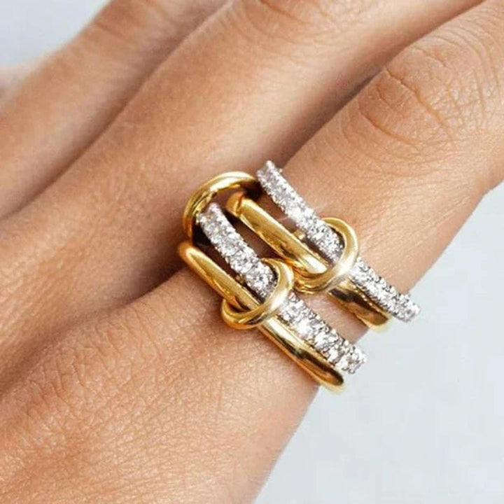 Elegant Calyra Stacked Crystals Ring