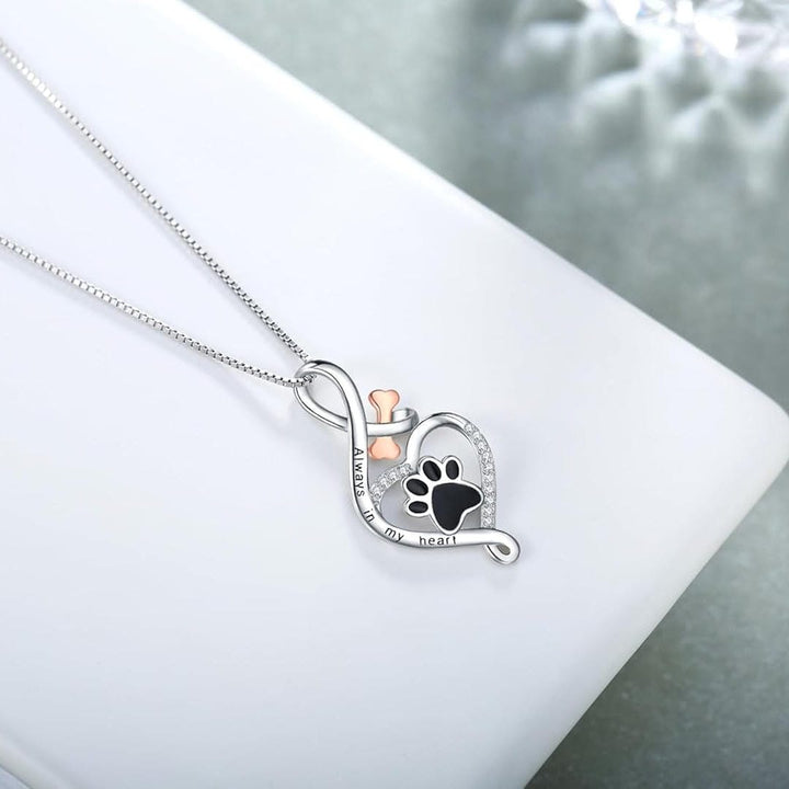 Heartfelt Paw Necklace with Infinity Charm