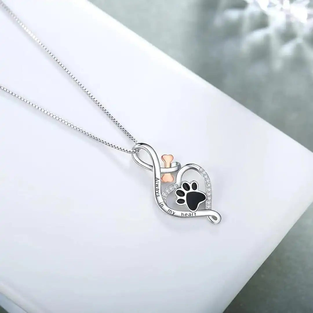 Heartfelt Paw Necklace with Infinity Charm