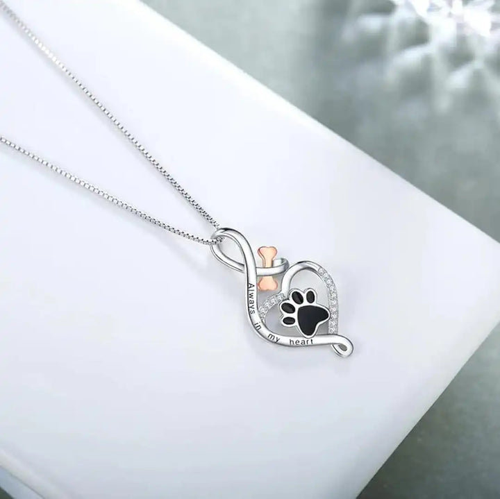 Heartfelt Paw Necklace with Infinity Charm