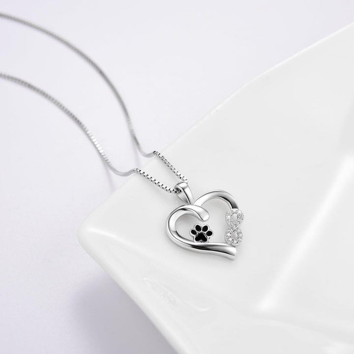Infinity Charm Paw Heart Necklace