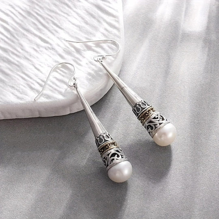 Vintage Pearl Talisman Drop Earrings