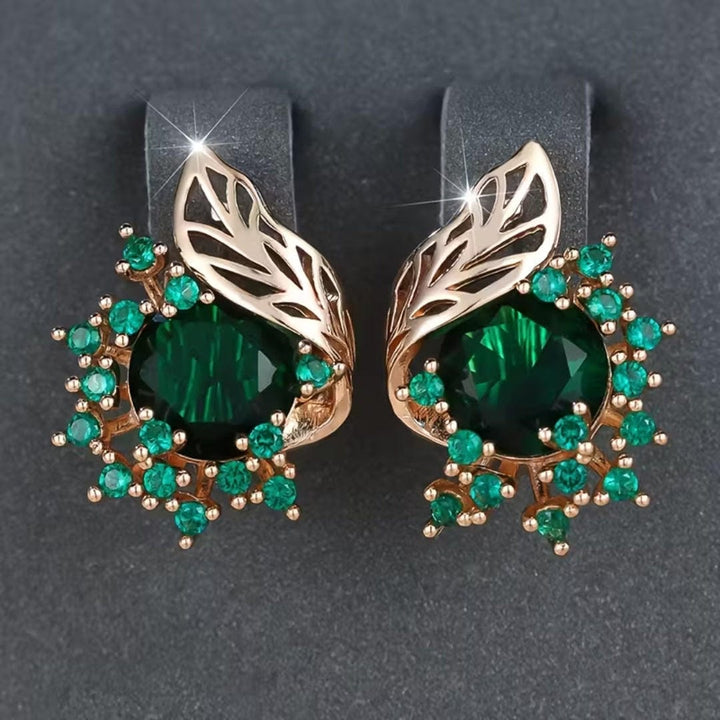 Emerald Leaf Cluster Earrings