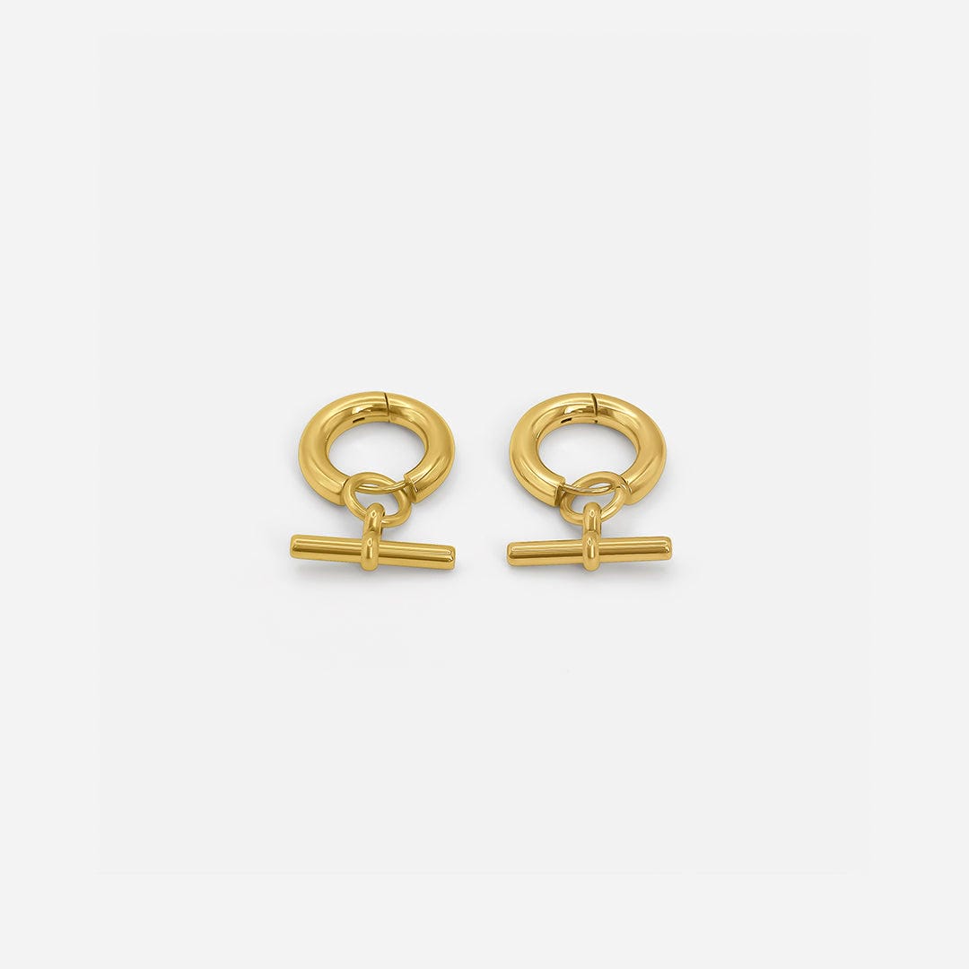 Elegant T Bar Gold Hoops