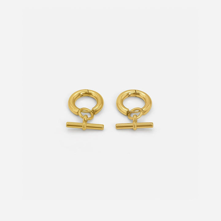 Elegant T Bar Gold Hoops