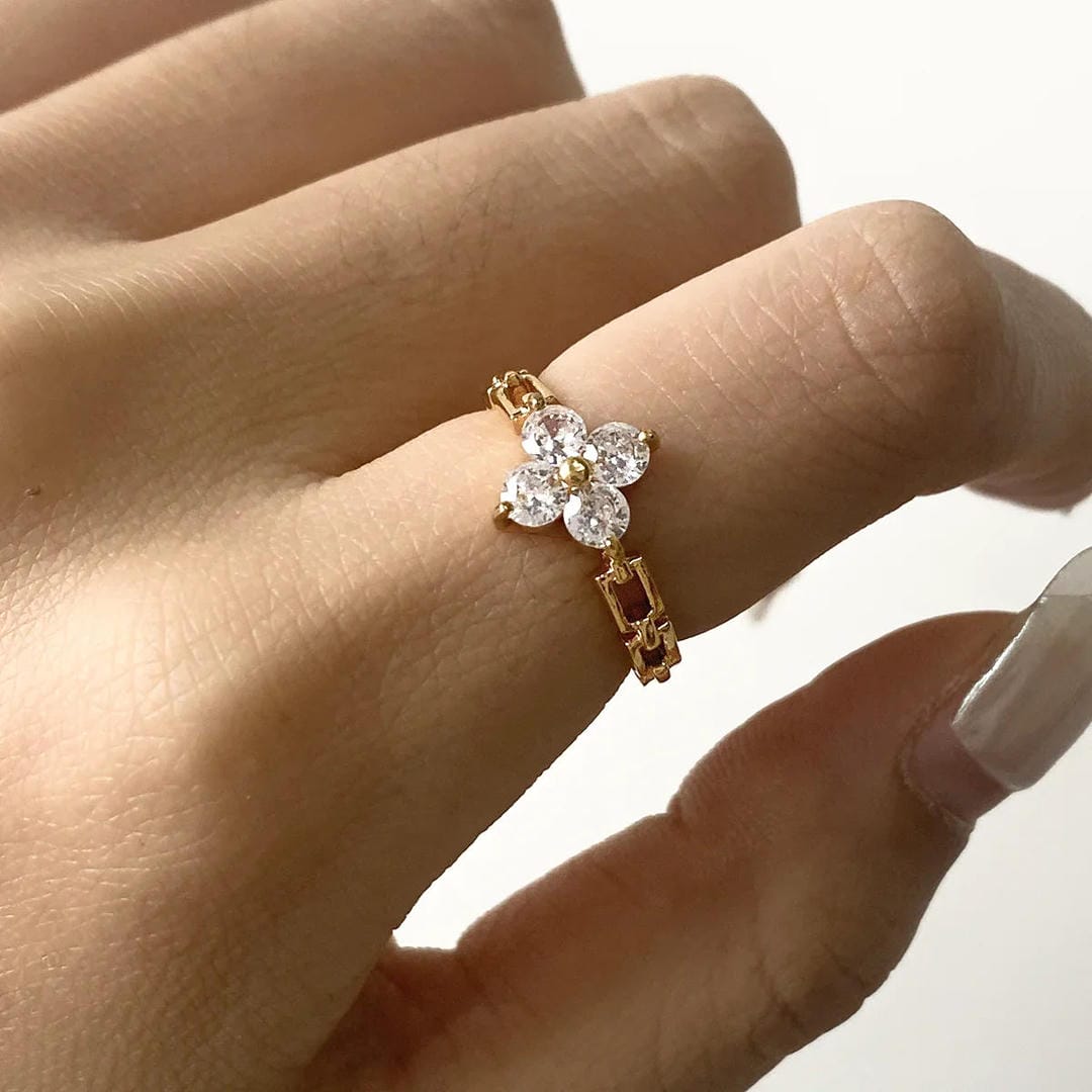 Radiant Floral Crystal Ring