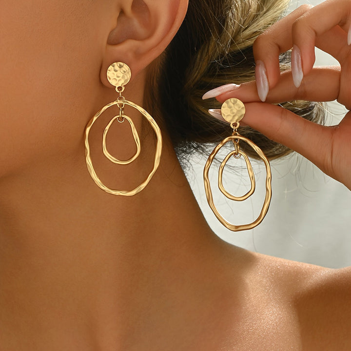 Unique Lava Texture Double Layer Earrings