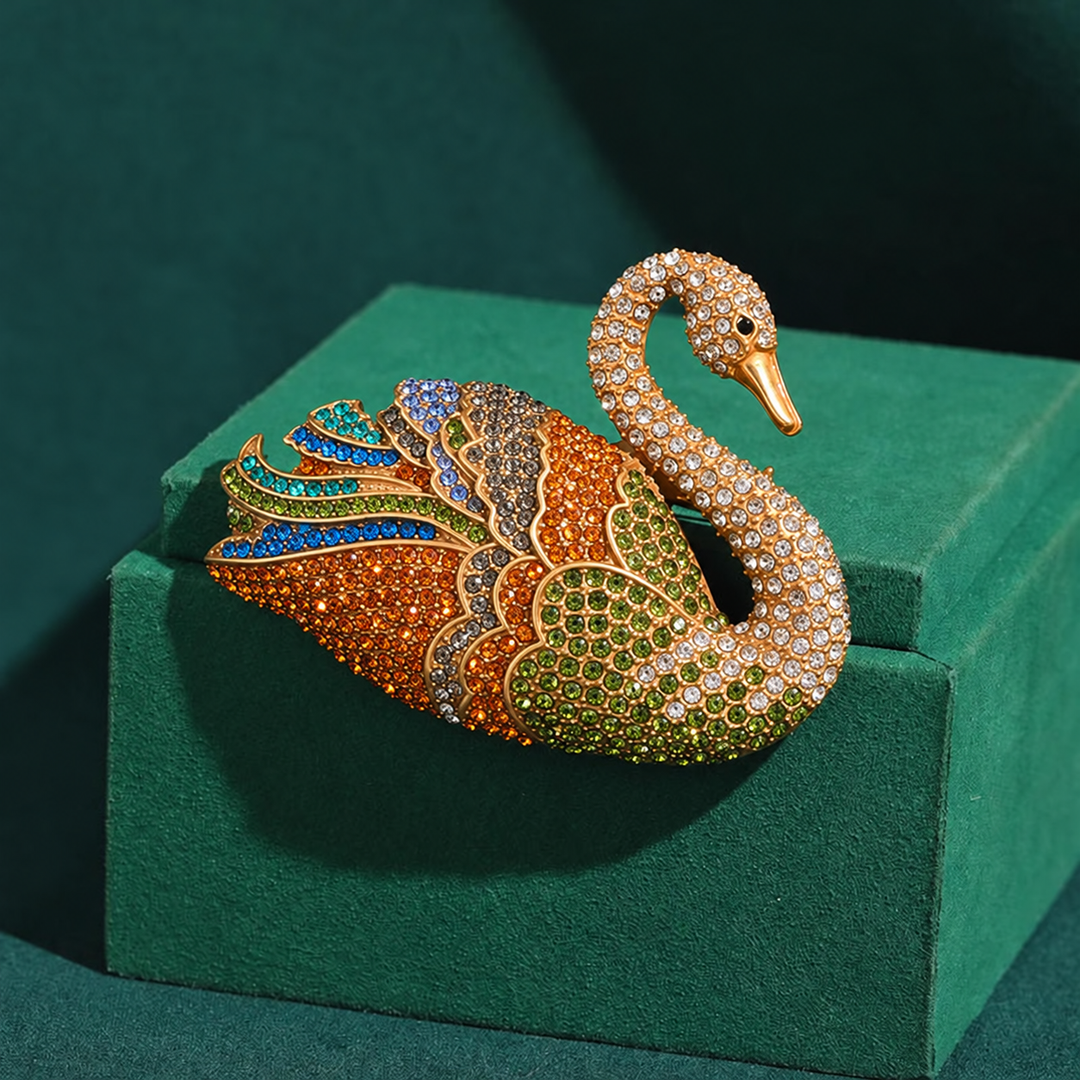 Aurora Swan Brooch