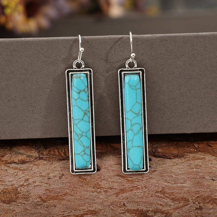 Polished Rectangular Turquoise Earrings