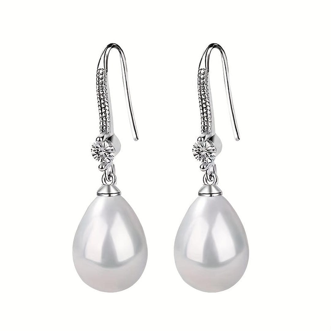 Teardrop Pearl Crystal Drop Earrings