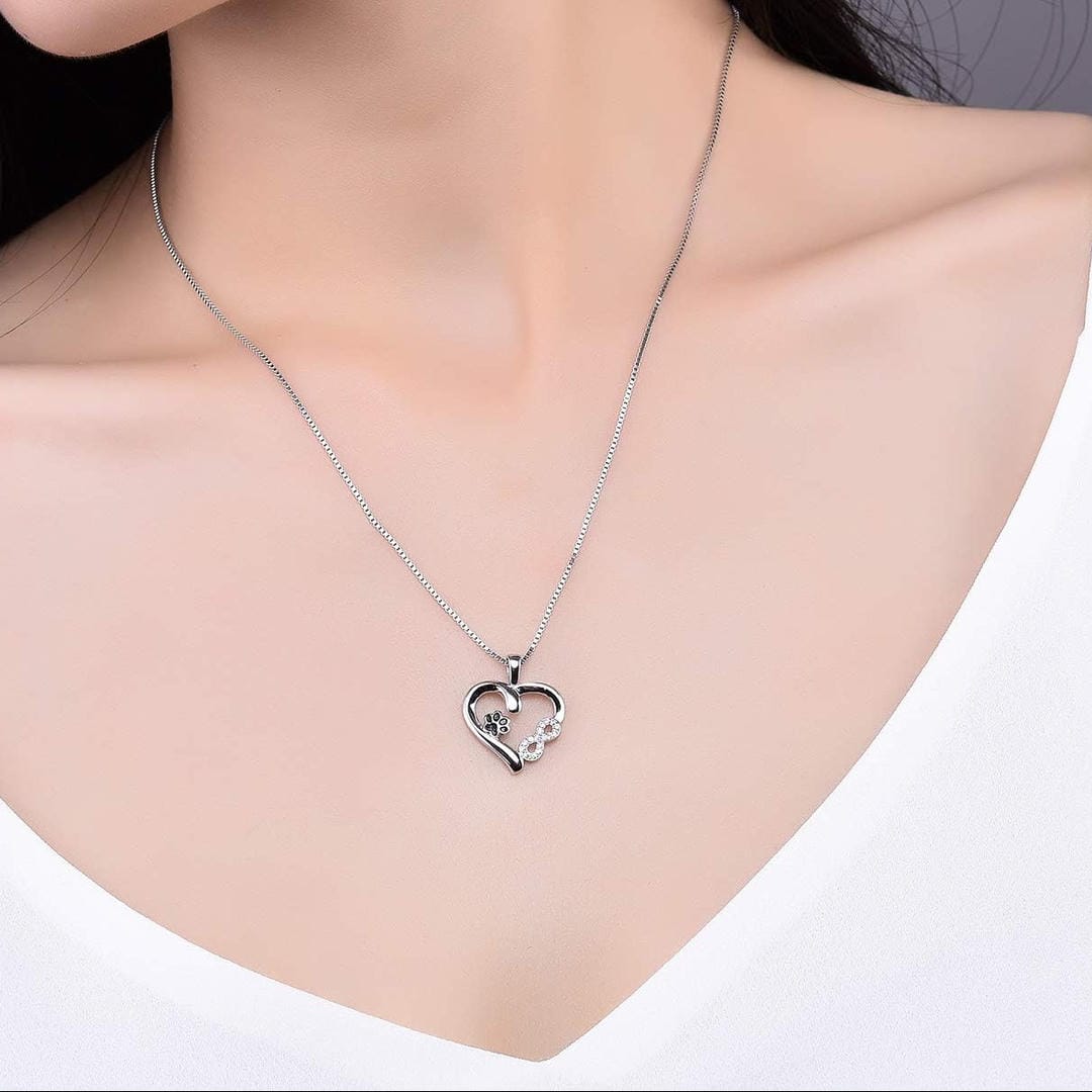 Infinity Charm Paw Heart Necklace