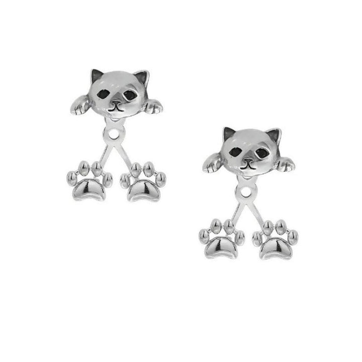 Cat Head Paw Drop Earrings