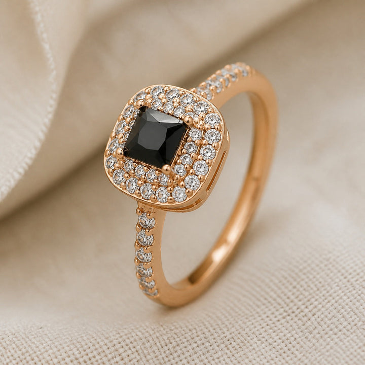 Square Black Onyx Gold Ring