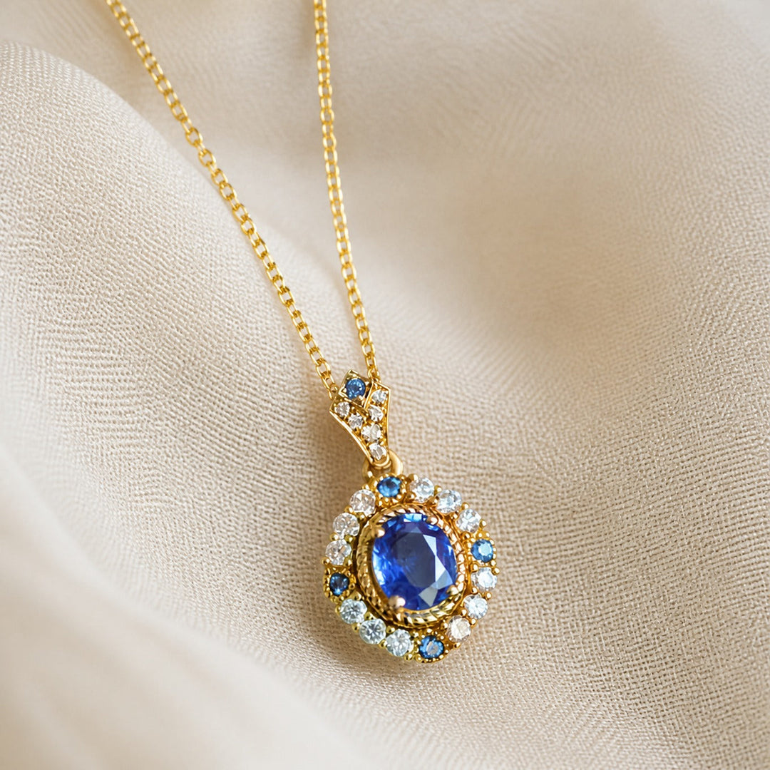 Vintage Sapphire Golden Necklace