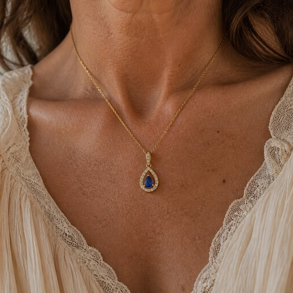 Halo Teardrop Pendant Necklace