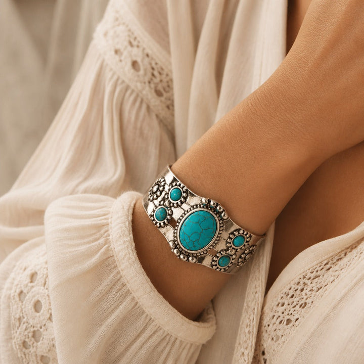 Oval Turquoise Open Bracelet