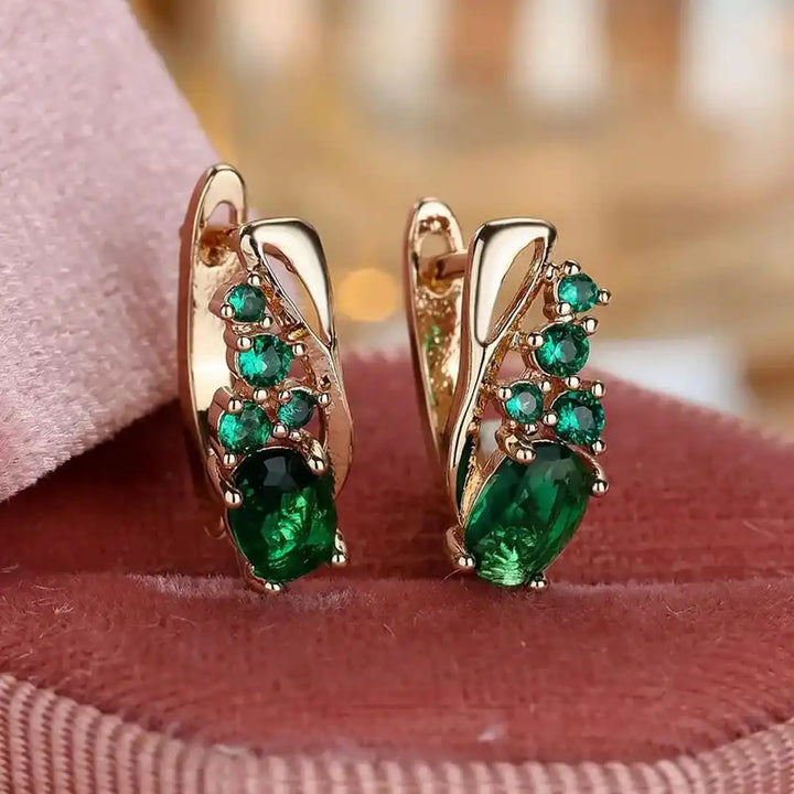 Emerald Gold Dangle Earrings