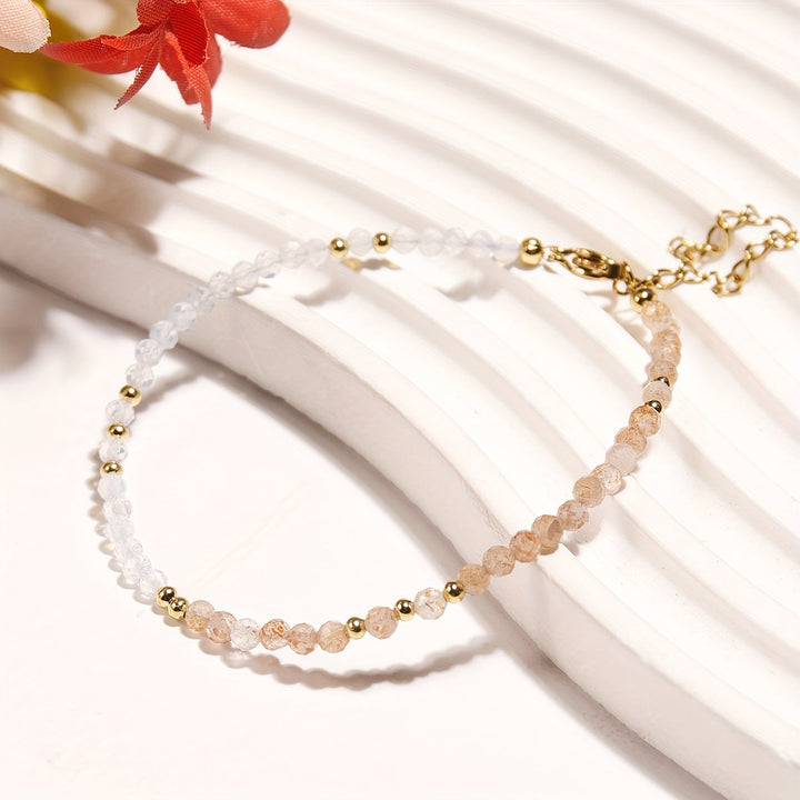 Natural Moonstone and Sunstone Bracelet