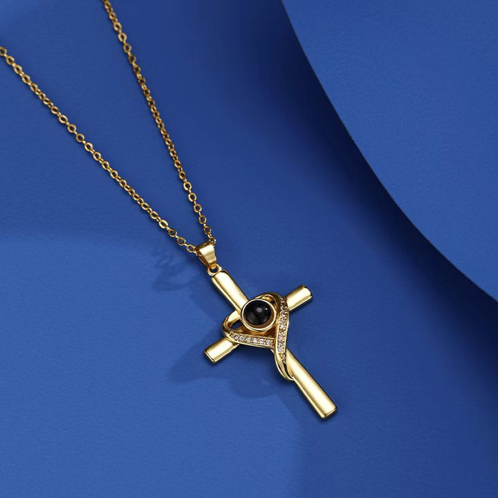 Cross and heart projection pendant