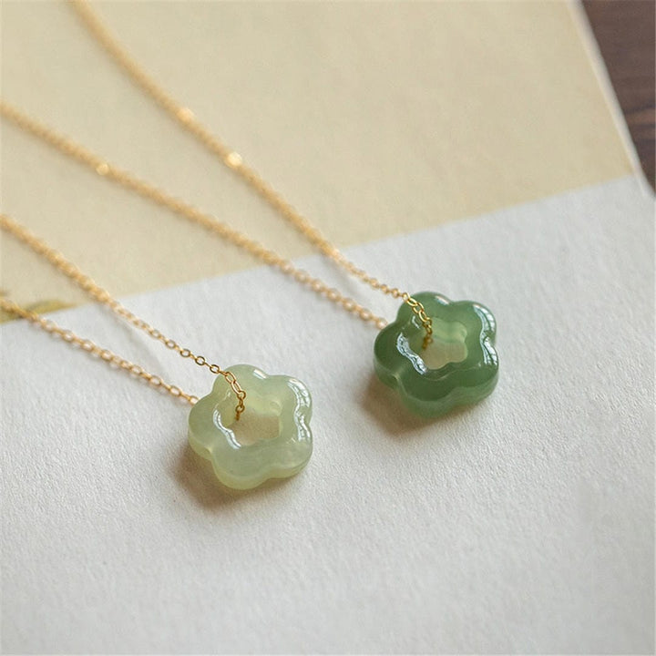Green Jade Floral Pendant Necklace