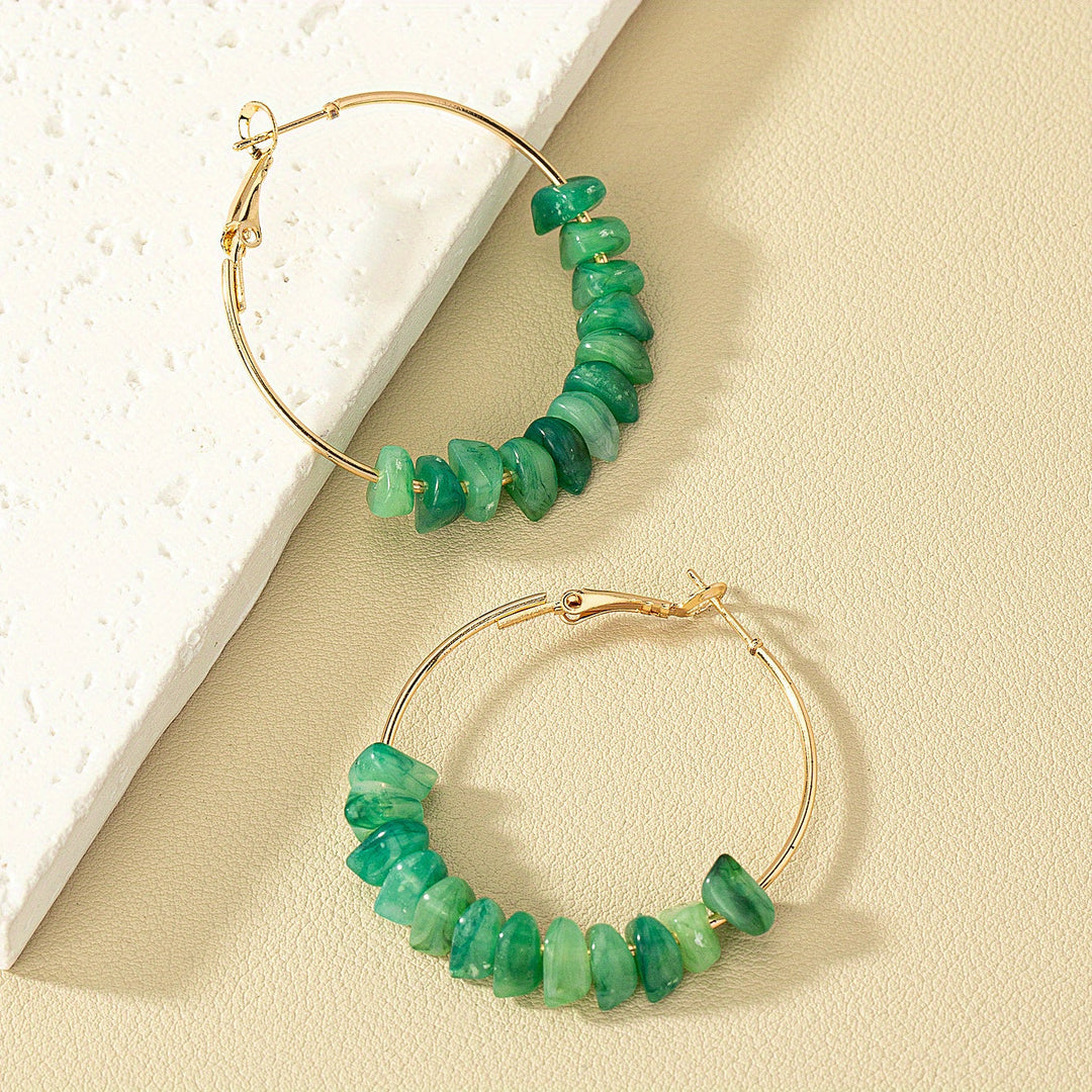 Irregular Acrylic Bead Round Earrings