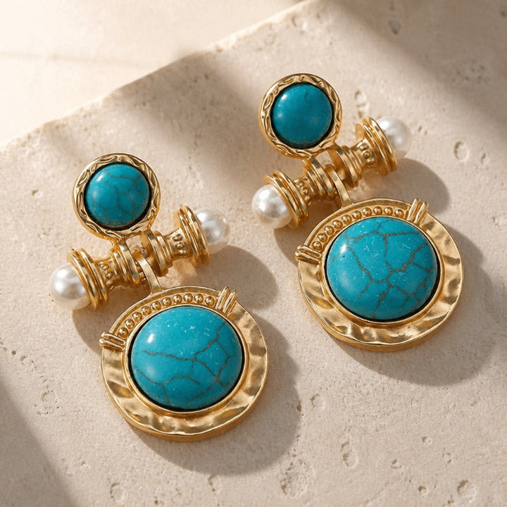 Exquisite Turquoise Pearl Earrings