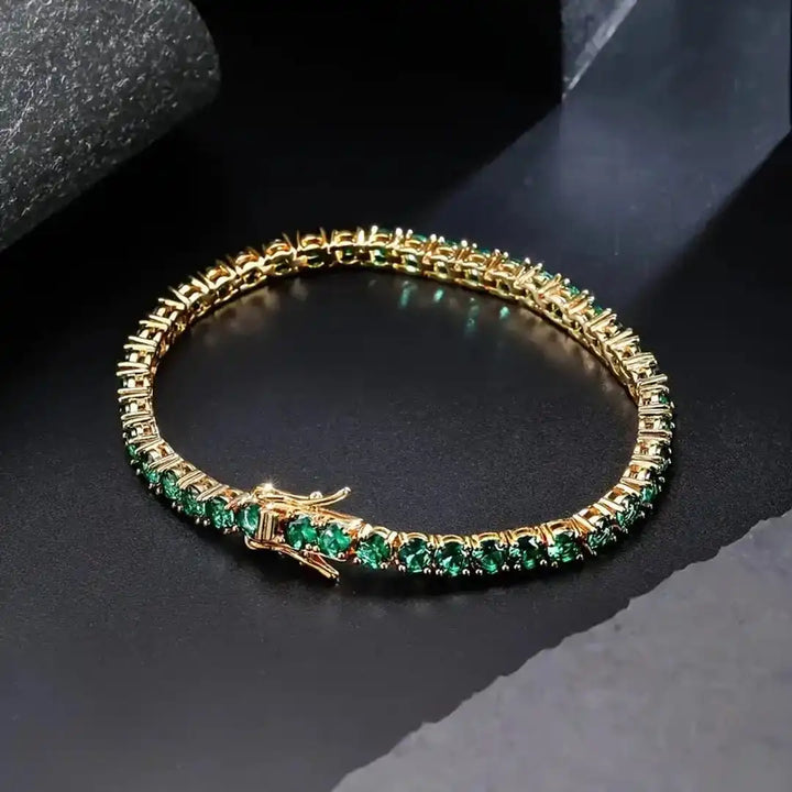 Classic Emerald Gold Tennis Bracelet