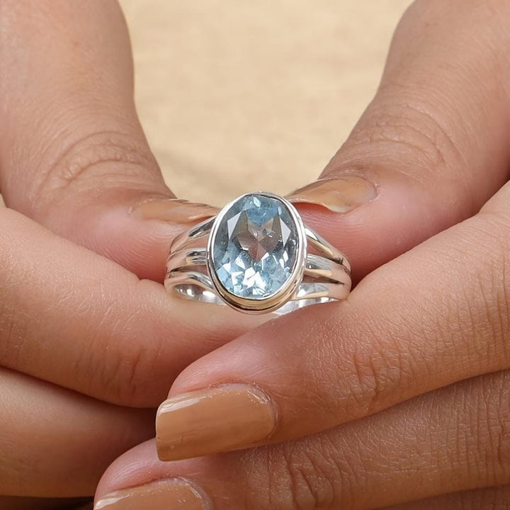 Sea Blue Zirconia Ring