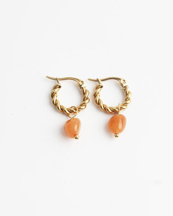 Louane Graceful Drop Stone Twisted Earrings