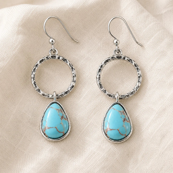 Vintage Turquoise Stone Silver Earrings
