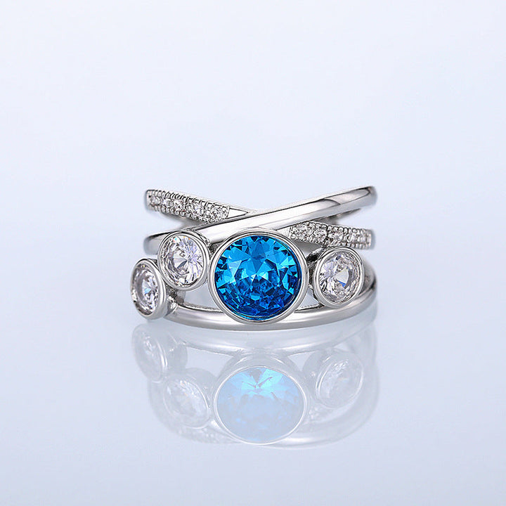 Silver Blue Stone Statement Ring