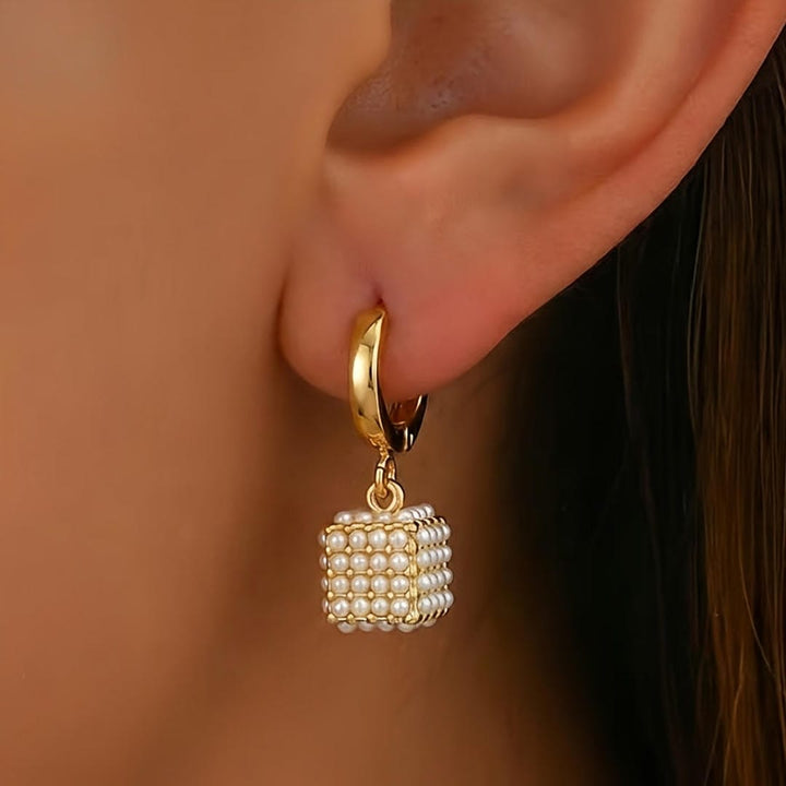 Golden Cube Drop Earrings