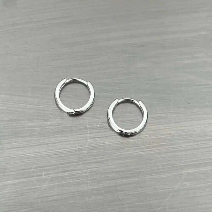 Set of 2 Pairs Brushed Silver Minimal Hoops