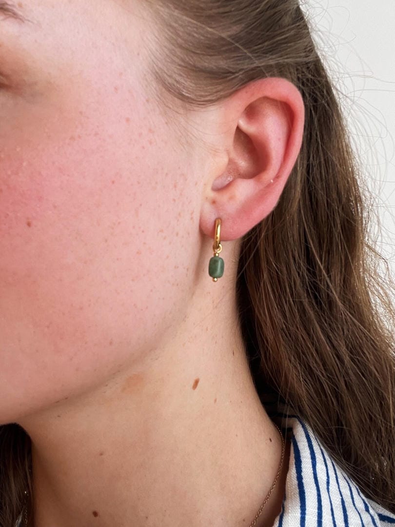 Minimalist Stone Hoop Earrings