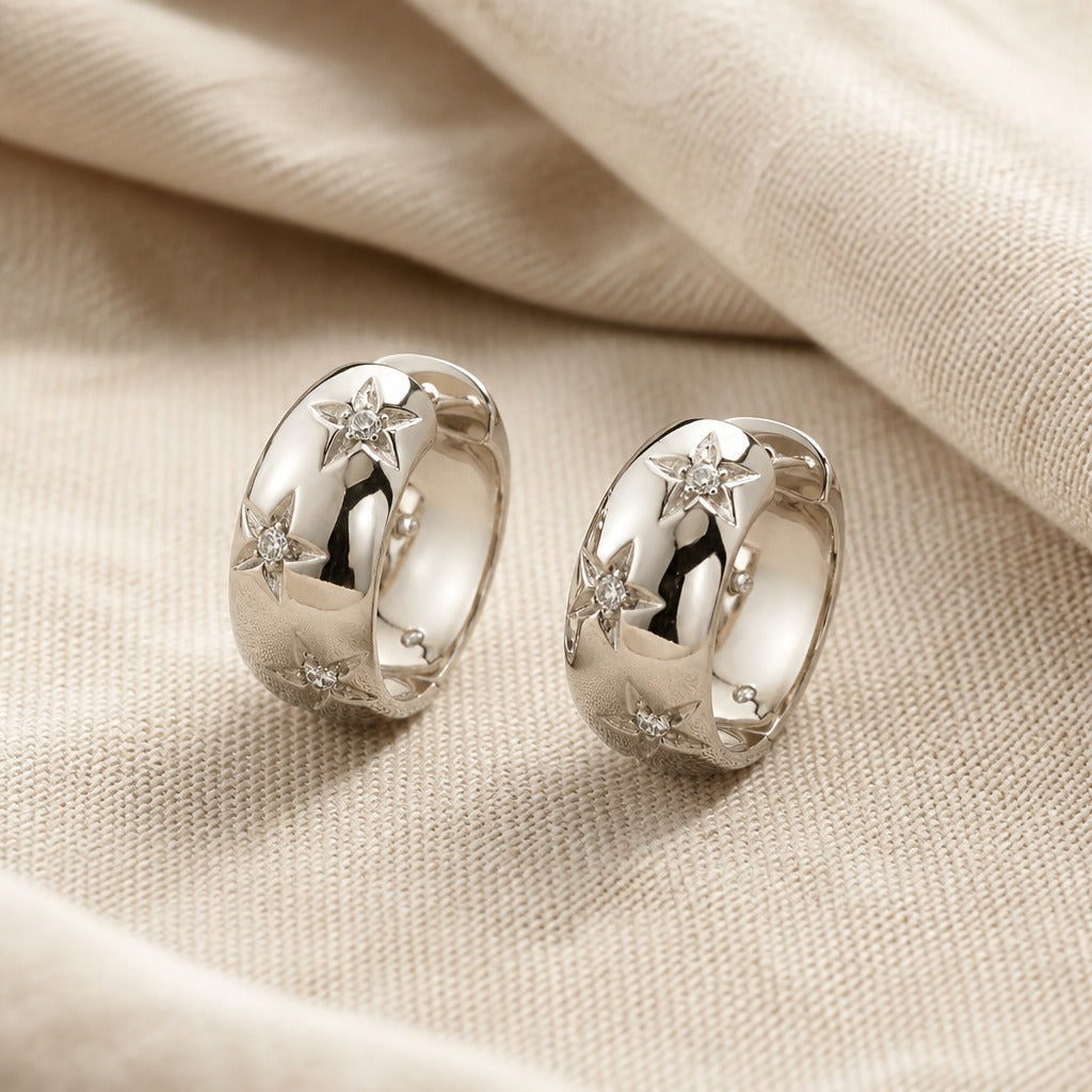 Aurora Star Charm Hoops