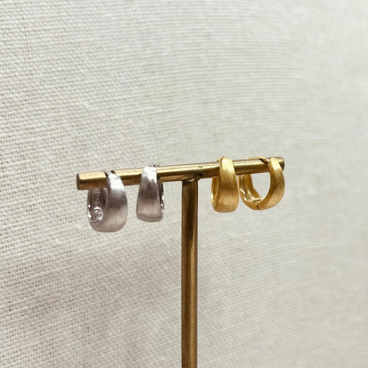 Wide Brushed Huggie Hoops