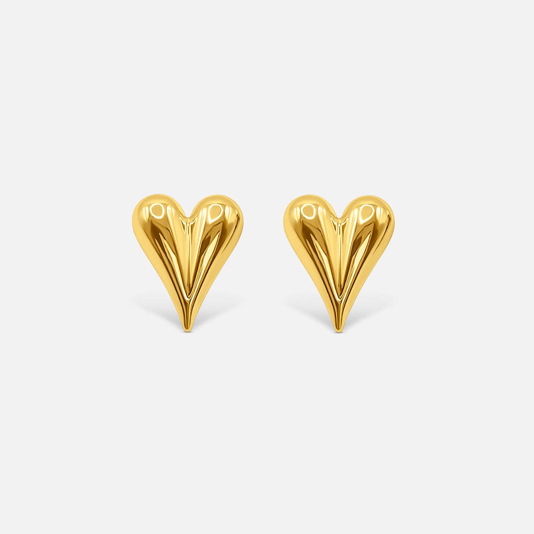 Stylish Gold Pointy Heart Studs
