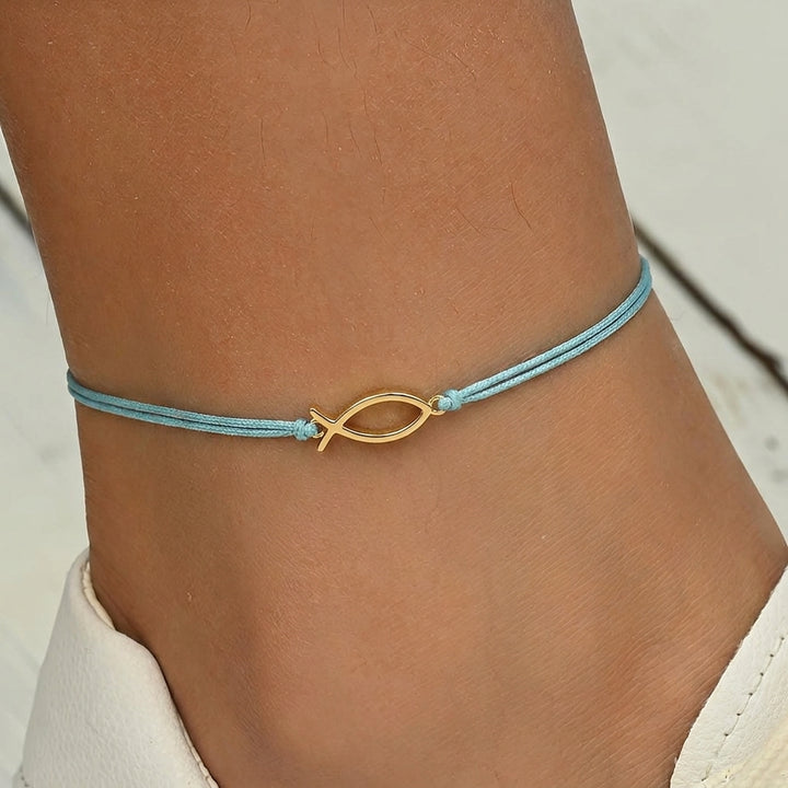 Minimalist Gold Fish Cord Anklet