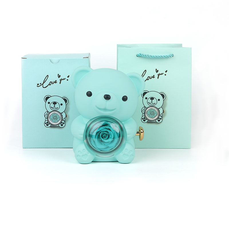 Teddy bear rose jewellery box