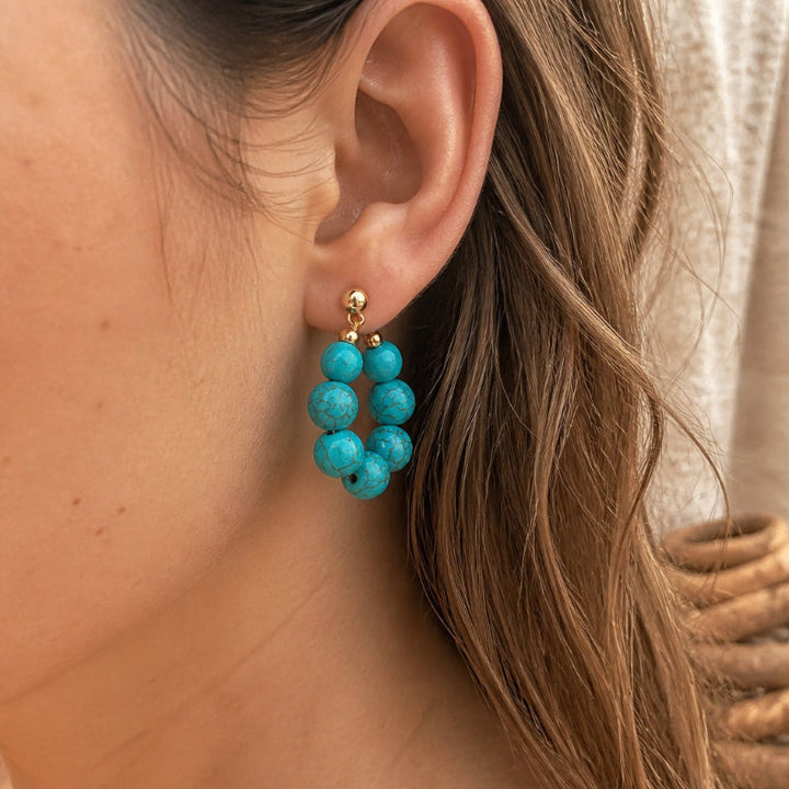 Agate Bead Drop Earrings